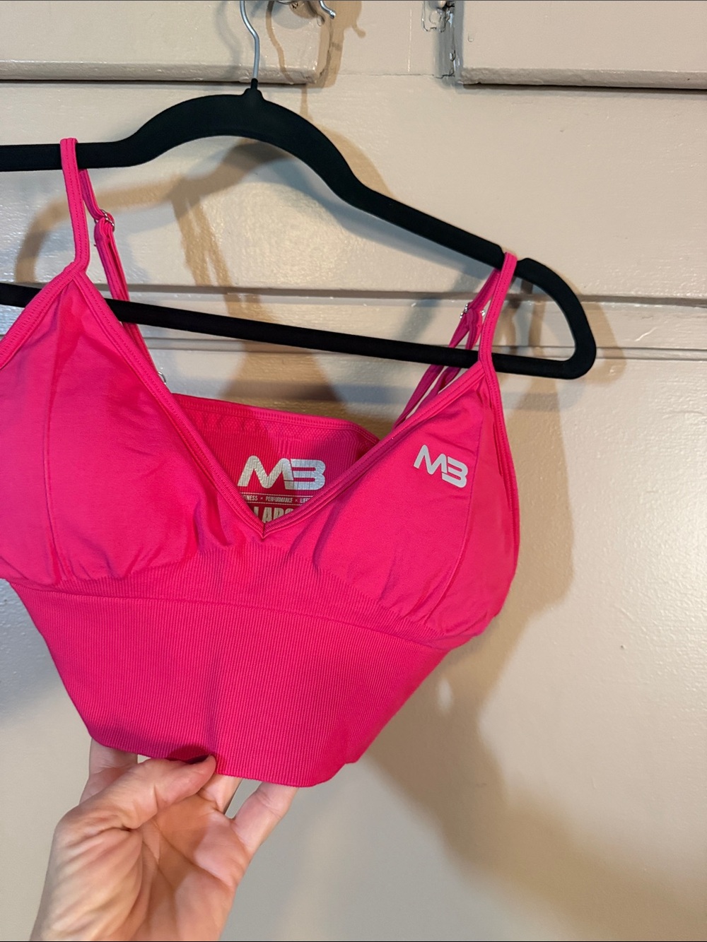 Pink minibeast triangular workout top size large